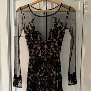 For Love and Lemons lace and mesh mini dress.